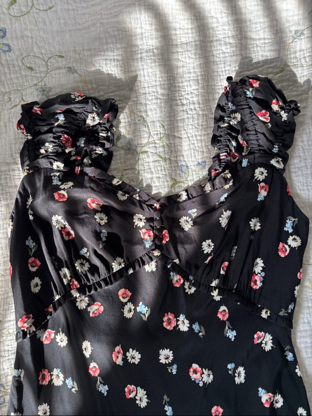 NWT Gap Floral Milkmaid Midi Dress Cottagecore Puff Sleeve Smocked M - Picture 4 of 12